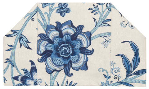 Fabric Tissue Box Cover, Tissue Holder Slipcover, Slips Over Square Cube Cardboard Facial Tissue Boxes -Decorative Cotton Blue Floral Fabric, Made in USA - Decorative Things