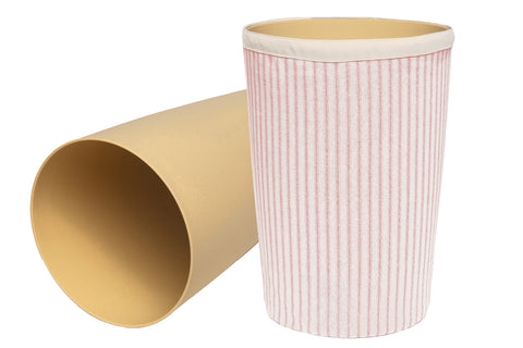 Bathroom Trashcan Small Garbage Can, 11.75", Bathroom Décor Girls Bedroom Baby Nursery Plastic Wastebasket Bin and Removable Pink and White Cover - Decorative Things