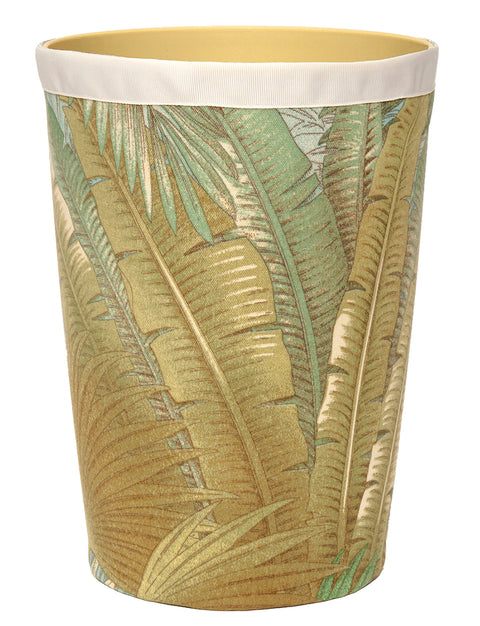 Decorative Bathroom Trash Can Garbage Can, Plastic Round Waste Basket with Washable Cloth Cover in Tommy Bahama Beach Theme Fabric 11.75" Tall - Decorative Things