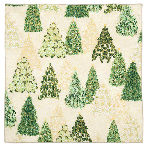 Christmas Napkins 18" x 18" Cloth Napkins, Elegant 100% Cotton Linen Napkins, Christmas Dinner Napkins for Christmas Table Décor, Table Settings, Holiday Party, Gold Trees Print - Decorative Things