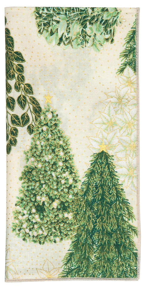 Christmas Napkins 18" x 18" Cloth Napkins, Elegant 100% Cotton Linen Napkins, Christmas Dinner Napkins for Christmas Table Décor, Table Settings, Holiday Party, Gold Trees Print - Decorative Things