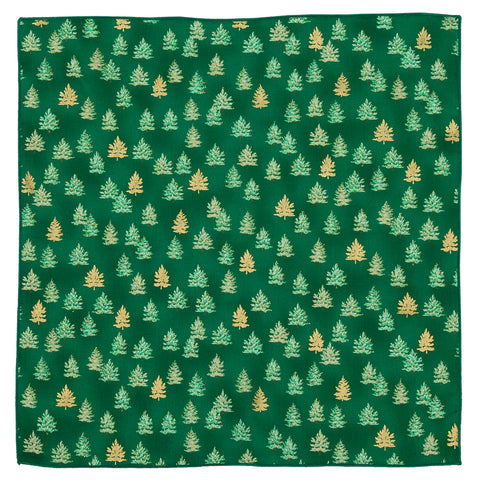 Christmas Napkins 18" x 18" Cloth Napkins, Elegant 100% Cotton Linen Napkins, Dinner Napkins for Christmas Table Décor, Christmas Table Setting, Holiday Party, Small Trees Fabric Gold on Green - Decorative Things