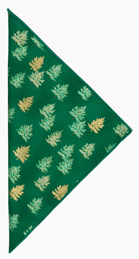 Christmas Napkins 18" x 18" Cloth Napkins, Elegant 100% Cotton Linen Napkins, Dinner Napkins for Christmas Table Décor, Christmas Table Setting, Holiday Party, Small Trees Fabric Gold on Green - Decorative Things