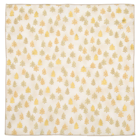 Christmas Napkins 18" x 18" Cloth Dinner Napkins, Elegant 100% Cotton Linen Napkins, Cloth Napkins for Christmas Table Decor and Christmas Table Setting, Holiday Party, Small Trees Print Gold on White - Decorative Things