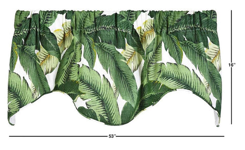 Decorative Things Window Treatments Valances Kitchen Curtains or Living Room Curtains Swag Valence Short Curtains Tommy Bahama Fabric Rod Pocket Lined 53 Inches x 16 Inches - Decorative Things