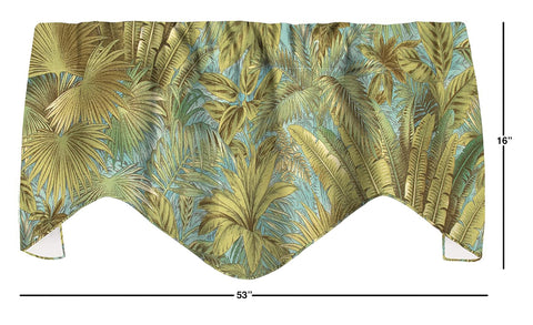 Window Treatments Valance Curtains Kitchen Curtains Window Valances or Living Room Curtains Lined Swag Short Curtains Tommy Bahama Fabric Beach Décor Green and Blue Valence 53" x 16" - Decorative Things