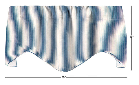 Window Treatments Valance Curtains Kitchen Curtains Window Valances or Living Room Curtains Ticking Stripe Blue Swag Valence Short Curtains Rod Pocket 53 Inches x 16 Inches - Decorative Things