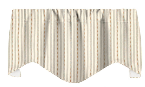 Valance Curtains 53 Inches x 18 Inches - Kitchen Valances for Windows Living Room Window Treatments - Beige Striped Farmhouse Kitchen Curtains, Rustic Kitchen Decor - Rod Pocket Lined Made in USA - Decorative Things