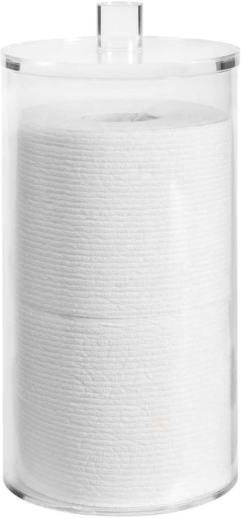 Decorative Things Toilet Paper Holder Stand Roll Storage Acrylic Holds 2 Regular Rolls, NOT for MEGA Rolls - 5" x 9" Tall - Decorative Things