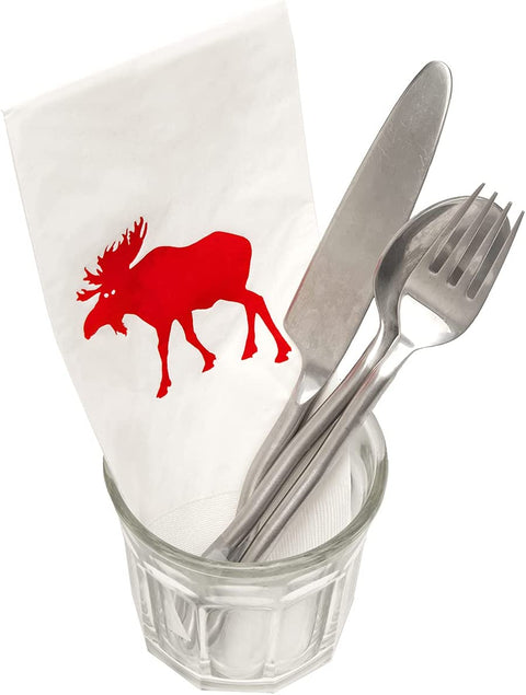 Moose Decor Decorative Paper Hand Towels, Guest Towels Disposable Bathroom Hand Towels, Fingertip Towels, Red Christmas Moose Decorations 30 Count - Decorative Things