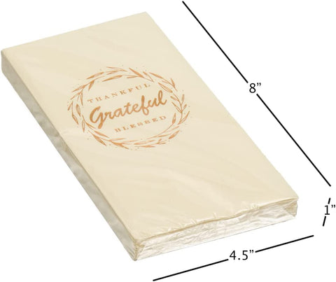 Paper Hand Towels Guest Towels Disposable Decorative Paper Napkins Thanksgiving Friendsgiving Thankful Grateful Blessed in Rust Metallic Pk 16 - Decorative Things