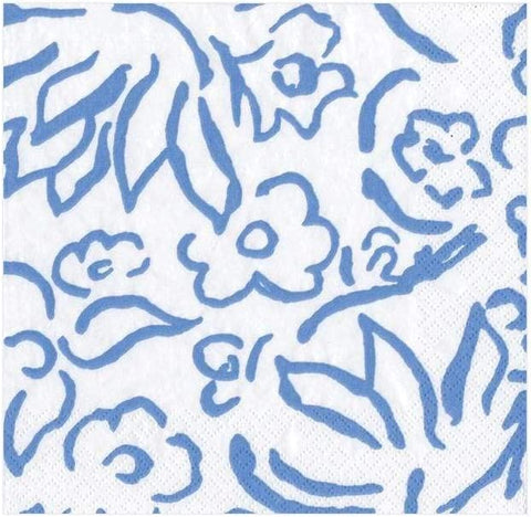 Caspari Matisse Paper Cocktail Napkins in Blue - Two Packs of 20 - Decorative Things