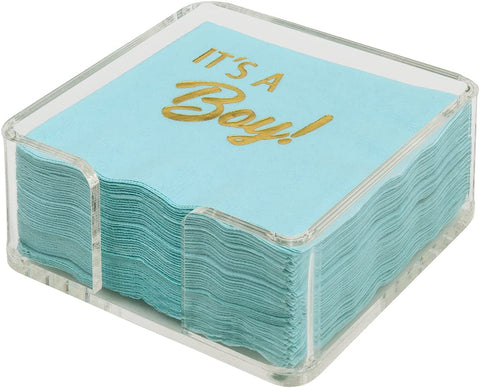 Decorative Paper Napkins Cocktail Napkins Disposable Napkins It's a Boy Baby Shower Decorations for Boy, Gender Reveal Ideas Blue and Gold 5"x5" Pk 30 - Decorative Things
