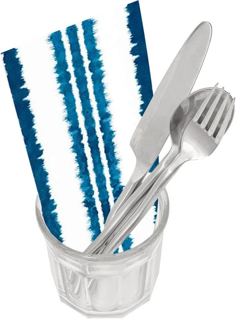 Indigo Tie-Dye Shibori Decorative Paper Napkins Dinner Napkins Disposable, Pool Party Beach Wedding Reception, BBQ Cookout July 4, Fingertip Towels Powder Room Ideas - Decorative Things