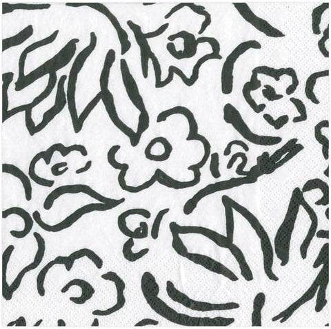 Caspari Matisse Paper Cocktail Napkins in Black - Two Packs of 20 - Decorative Things