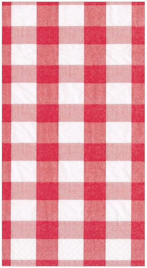 Caspari Gingham Paper Guest Towel Napkins in Red, 30 Count - Decorative Things