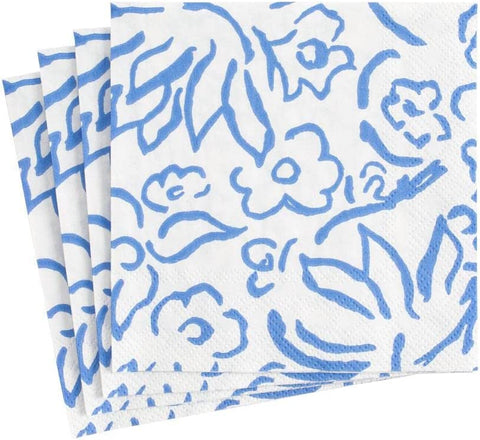 Caspari Matisse Paper Cocktail Napkins in Blue - Two Packs of 20 - Decorative Things