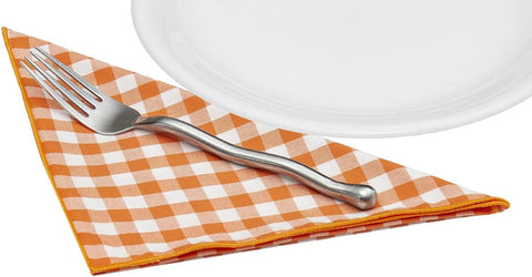 Fall Napkins Cloth Napkins Thanksgiving Napkins 100% Cotton Linen Napkins Orange Plaid Check 18”x18 - Decorative Things