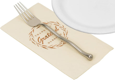 Paper Hand Towels Guest Towels Disposable Decorative Paper Napkins Thanksgiving Friendsgiving Thankful Grateful Blessed in Rust Metallic Pk 16 - Decorative Things