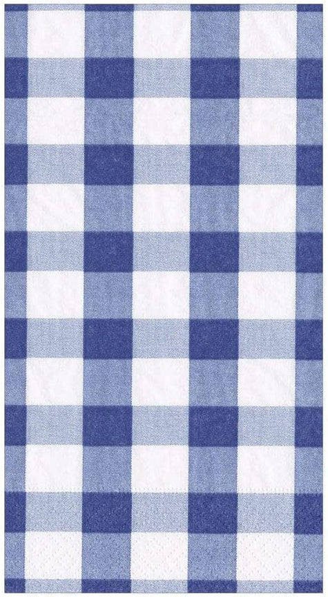 Caspari Gingham Paper Guest Towel Napkins in Blue, 30 Count - Decorative Things