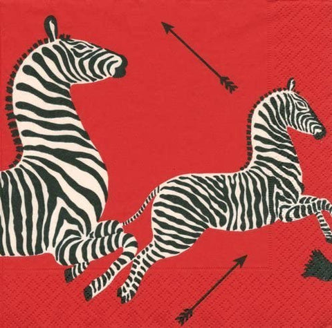 Cocktail Napkins Holiday Parties Christmas Parties Black and White Party Weddings Zebra Red Pk 40 - Decorative Things