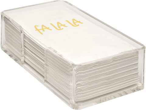 Decorative Paper Hand Towels with Fa La La Decorations, Guest Towels, Disposable Bathroom Hand Towels, Fingertip Towels, Dinner Napkins - Elegant White and Gold Christmas Napkins - 32 Count - Decorative Things