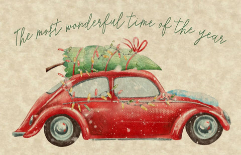 Christmas Placemats, Red Truck with Christmas Tree Christmas Table Decor, Paper Holiday Placemats Disposable Table Mats, The Most Wonderful Time of The Year - Decorative Things