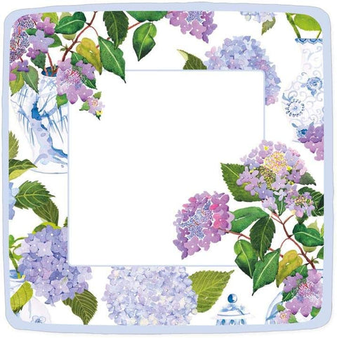 Caspari Hydrangeas and Porcelain Square Paper Salad & Dessert Plates - 16 Count - Decorative Things