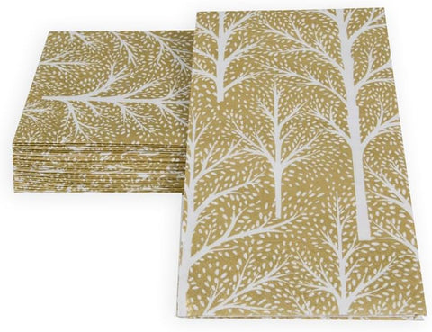 Winter Trees Gold & White Guest Towel Napkins - 15 Per Package - 2 Units - Decorative Things