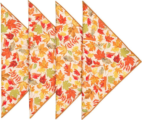 Decorative Things Cloth Napkins for Fall Décor or Thanksgiving Table Decor, Halloween Party, 100% Cotton, Reusable Washable Soft, Made in USA 18" x 18" Autumn Leaf Print - Decorative Things