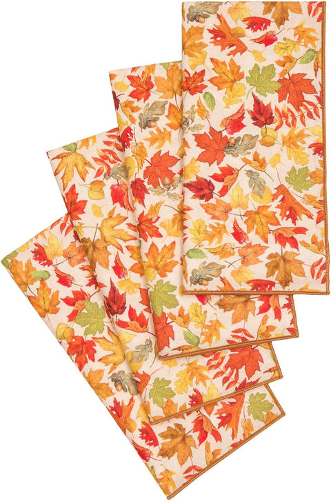 Decorative Things Cloth Napkins for Fall Décor or Thanksgiving Table Decor, Halloween Party, 100% Cotton, Reusable Washable Soft, Made in USA 18" x 18" Autumn Leaf Print - Decorative Things