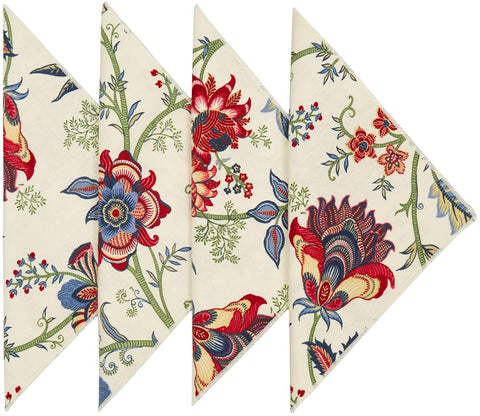 Cloth Napkins Dinner Napkins Linen Napkins 100% Cotton 18 x 18 inches Floral Napkins Blue and Red - Decorative Things