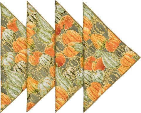 Decorative Things Cloth Napkins, White Pumpkin Decor Fall Decor, Thanksgiving Table Decor, Halloween Party Dinner Linen Napkins 100% Cotton, Reusable, Washable, Soft, Made in USA 18" x 18" - Decorative Things