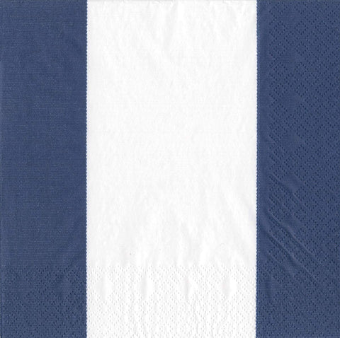 Caspari Paper Napkins Party Napkins Disposable Napkins 6.5" x 6.5" Decorative Bandol Stripe Navy Pk 40 - Decorative Things