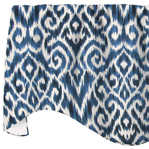 Valances Kitchen Curtains Living Room Valances for Windows Modern Kitchen Window Treatments, Short Curtains, Navy Blue Curtains Waverly Fabric Ikat Swag Valence 53 Inches x 18 Inches - Decorative Things