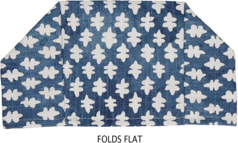 Fabric Tissue Box Cover, Tissue Holder Slipcover, Slips Over Square Cube Cardboard Facial Tissue Boxes Blue Blockprint Decorative Cotton Fabric, Made in USA - Decorative Things