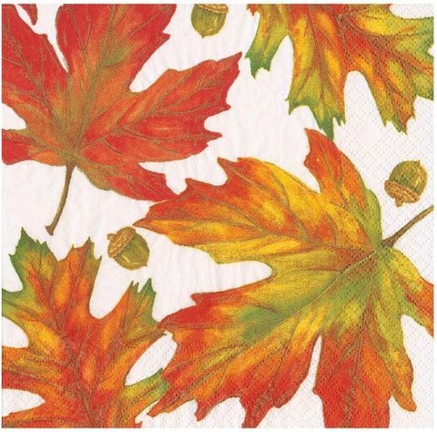 Autumn Hues White Cocktail Napkins - 20 Per Package - 2 Units - Decorative Things