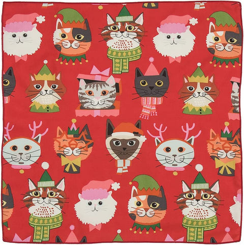 Christmas Napkins 18" x 18" Cloth Dinner Napkins, 100% Cotton Linen Napkins, Red Cloth Napkins Set of 4, Christmas Table Decor, Crazy Cat Lady Gifts for Cat Lovers, Cat Christmas Decorations - Decorative Things