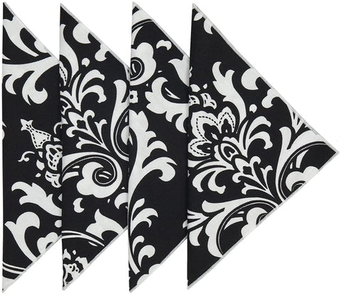 Black and White Party Cloth Napkins Wedding Napkins Table Linens Dinner Set of Black Damask - Decorative Things