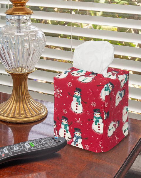 Christmas Bathroom Decor Xmas Bathroom Accessories Christmas Bedroom Decor, Kitchen, Red Fabric Tissue Box Cover Slips Over Cardboard Tissue Holder - Decorative Things