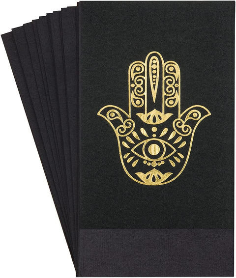 Decorative Paper Hand Towels for Bathroom Guest Towels Disposable Bathroom Hand Towels, Hanukkah Decorations for Chanukah Party, Hamsa 4.5" x 8" Pk 16 - Decorative Things