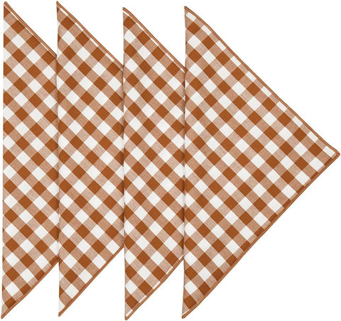 Fall Decor Napkins Cloth Napkins Cotton Linen Napkins, Fall Table Decor Thanksgiving Napkins, Brown Plaid Checkered Gingham 18”x18 - Decorative Things