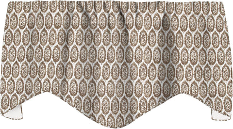 Brown Curtains Valance for Windows, Kitchen Curtain, Living Room, Bathroom Swag Rod Pocket Wood Block Print Motif, Lined, Made in USA 53x18 Inches - Decorative Things
