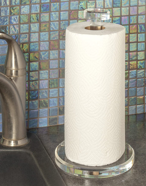 Paper Towel Holder for Kitchen Decor Paper Towel Dispenser for Kitchen Organization, Clear Acrylic for Modern Kitchen Storage, 13.5" Tall Standing Countertop Paper Towel Holders, Made in USA - Decorative Things