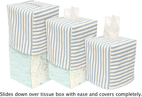 Fabric Tissue Box Cover, Tissue Holder Slipcover, Slips Over Square Cube Cardboard Facial Tissue Boxes -Made with Decorative Tommy Bahama Beach Palms Polyester Fabric, Lined - Decorative Things