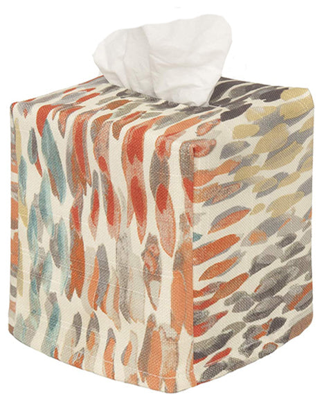 Fabric Tissue Box Cover, Tissue Holder Slipcover, Slips Over Square Cube Cardboard Facial Tissue Boxes -Decorative Brown Modern Bathroom Décor, Desk, Bedroom, Made in USA - Decorative Things
