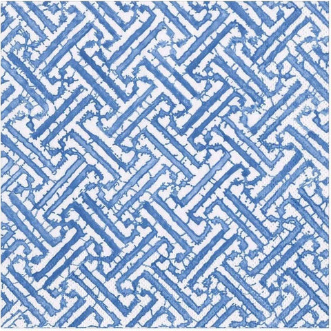 Caspari Fretwork Paper Dinner Napkins in Blue - Two Packs of 20 - Decorative Things