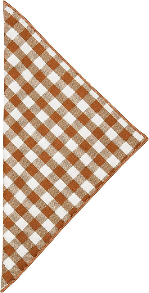 Fall Decor Napkins Cloth Napkins Cotton Linen Napkins, Fall Table Decor Thanksgiving Napkins, Brown Plaid Checkered Gingham 18”x18 - Decorative Things