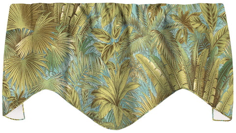 Window Treatments Valance Curtains Kitchen Curtains Window Valances or Living Room Curtains Lined Swag Short Curtains Tommy Bahama Fabric Beach Décor Green and Blue Valence 53" x 16" - Decorative Things