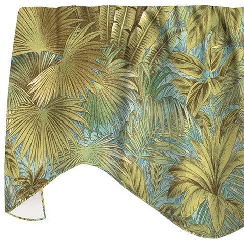 Window Treatments Valance Curtains Kitchen Curtains Window Valances or Living Room Curtains Lined Swag Short Curtains Tommy Bahama Fabric Beach Décor Green and Blue Valence 53" x 16" - Decorative Things